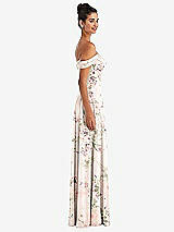 Alt View 3 Thumbnail - Blush Garden Off-the-Shoulder Draped Neckline Maxi Dress