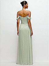 Rear View Thumbnail - Celadon Off-the-Shoulder Draped Neckline Maxi Dress