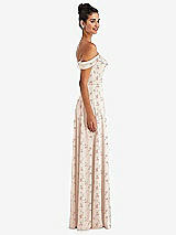 Alt View 3 Thumbnail - Coquette Floral Print Off-the-Shoulder Draped Neckline Maxi Dress