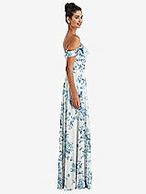 Alt View 3 Thumbnail - Cottage Rose Dusk Blue Off-the-Shoulder Draped Neckline Maxi Dress