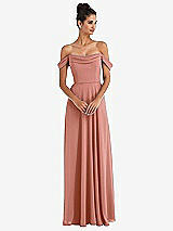 Alt View 1 Thumbnail - Desert Rose Off-the-Shoulder Draped Neckline Maxi Dress