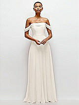 Front View Thumbnail - Ivory Off-the-Shoulder Draped Neckline Maxi Dress