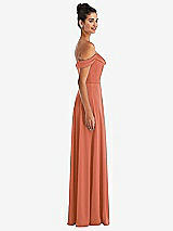 Alt View 3 Thumbnail - Terracotta Copper Off-the-Shoulder Draped Neckline Maxi Dress