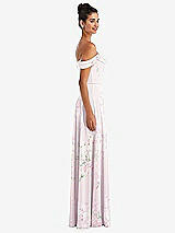 Alt View 3 Thumbnail - Watercolor Print Off-the-Shoulder Draped Neckline Maxi Dress