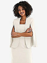 Front View Thumbnail - Ivory Open-Front Split Sleeve Cape Jacket