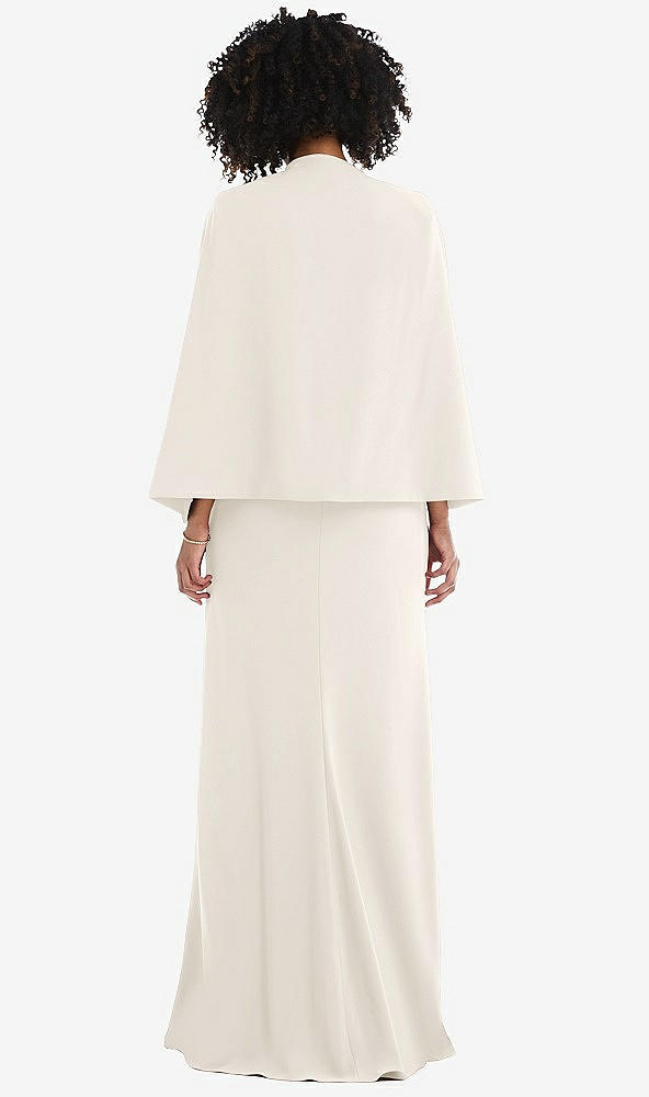 Back View - Ivory Open-Front Split Sleeve Cape Jacket