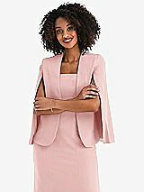 Front View Thumbnail - Rose Open-Front Split Sleeve Cape Jacket