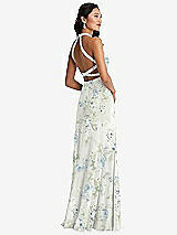 Front View Thumbnail - Bleu Garden Stand Collar Halter Maxi Dress with Criss Cross Open-Back