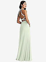 Front View Thumbnail - Mint Green Stand Collar Halter Maxi Dress with Criss Cross Open-Back