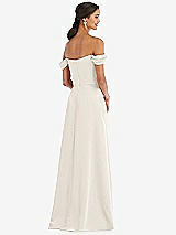 Alt View 3 Thumbnail - Ivory Draped Pleat Off-the-Shoulder Maxi Dress