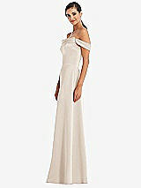 Alt View 2 Thumbnail - Oat Draped Pleat Off-the-Shoulder Maxi Dress