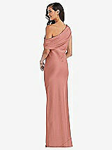 Rear View Thumbnail - Desert Rose Draped One-Shoulder Convertible Maxi Slip Dress