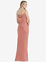 Rear View Thumbnail - Desert Rose Asymmetrical One-Shoulder Cowl Maxi Slip Dress