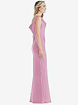 Side View Thumbnail - Powder Pink Asymmetrical One-Shoulder Cowl Maxi Slip Dress
