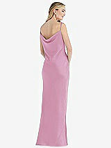 Rear View Thumbnail - Powder Pink Asymmetrical One-Shoulder Cowl Maxi Slip Dress