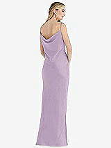 Rear View Thumbnail - Pale Purple Asymmetrical One-Shoulder Cowl Maxi Slip Dress