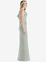 Side View Thumbnail - Willow Green Asymmetrical One-Shoulder Cowl Maxi Slip Dress