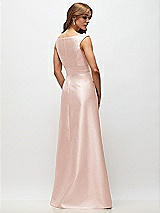 Rear View Thumbnail - Blush Off-the-Shoulder Draped Wrap Satin Maxi Dress