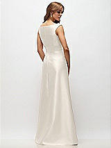 Rear View Thumbnail - Ivory Off-the-Shoulder Draped Wrap Satin Maxi Dress