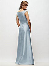 Rear View Thumbnail - Mist Off-the-Shoulder Draped Wrap Satin Maxi Dress