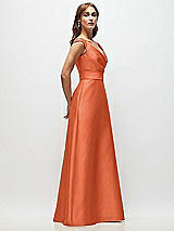 Side View Thumbnail - Portofino Orange Off-the-Shoulder Draped Wrap Satin Maxi Dress