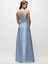 Rear View Thumbnail - Cloudy Draped One-Shoulder Satin Maxi Dress with Pockets