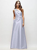 Front View Thumbnail - Silver Dove Draped One-Shoulder Satin Maxi Dress with Pockets