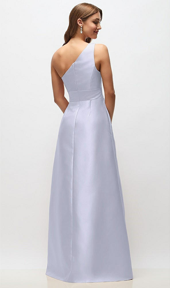 Back View - Silver Dove Draped One-Shoulder Satin Maxi Dress with Pockets