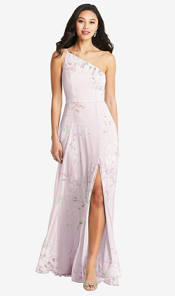 Front View - Watercolor Print Bella Bridesmaids Dress BB130