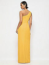 Alt View 3 Thumbnail - NYC Yellow One-Shoulder Crepe Trumpet Gown with Front Slit