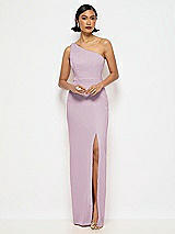 Alt View 1 Thumbnail - Suede Rose One-Shoulder Crepe Trumpet Gown with Front Slit