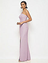 Alt View 2 Thumbnail - Suede Rose One-Shoulder Crepe Trumpet Gown with Front Slit