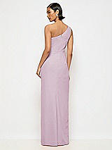 Alt View 3 Thumbnail - Suede Rose One-Shoulder Crepe Trumpet Gown with Front Slit
