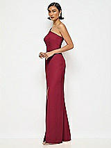 Alt View 2 Thumbnail - Burgundy One-Shoulder Crepe Trumpet Gown with Front Slit