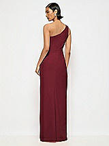 Alt View 3 Thumbnail - Cabernet One-Shoulder Crepe Trumpet Gown with Front Slit
