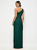 Alt View 3 Thumbnail - Evergreen One-Shoulder Crepe Trumpet Gown with Front Slit