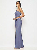 Alt View 2 Thumbnail - French Blue One-Shoulder Crepe Trumpet Gown with Front Slit