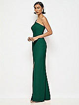 Alt View 2 Thumbnail - Hunter Green One-Shoulder Crepe Trumpet Gown with Front Slit