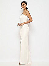 Alt View 2 Thumbnail - Ivory One-Shoulder Crepe Trumpet Gown with Front Slit