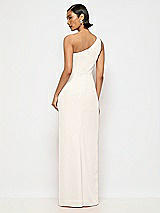 Alt View 3 Thumbnail - Ivory One-Shoulder Crepe Trumpet Gown with Front Slit
