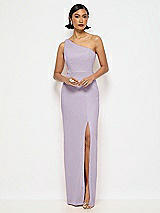 Alt View 1 Thumbnail - Lilac Haze One-Shoulder Crepe Trumpet Gown with Front Slit