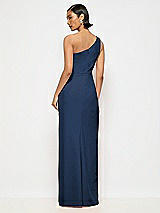 Alt View 3 Thumbnail - Midnight Navy One-Shoulder Crepe Trumpet Gown with Front Slit