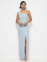 Alt View 1 Thumbnail - Mist One-Shoulder Crepe Trumpet Gown with Front Slit