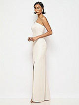 Alt View 2 Thumbnail - Oat One-Shoulder Crepe Trumpet Gown with Front Slit