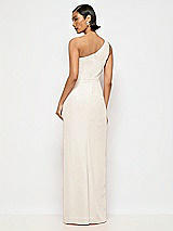 Alt View 3 Thumbnail - Oat One-Shoulder Crepe Trumpet Gown with Front Slit