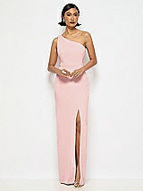 Alt View 1 Thumbnail - Rose One-Shoulder Crepe Trumpet Gown with Front Slit