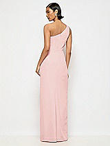 Alt View 3 Thumbnail - Rose One-Shoulder Crepe Trumpet Gown with Front Slit