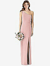 Front View Thumbnail - Rose One-Shoulder Crepe Trumpet Gown with Front Slit