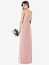 Rear View Thumbnail - Rose One-Shoulder Crepe Trumpet Gown with Front Slit