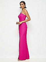 Alt View 2 Thumbnail - Think Pink One-Shoulder Crepe Trumpet Gown with Front Slit